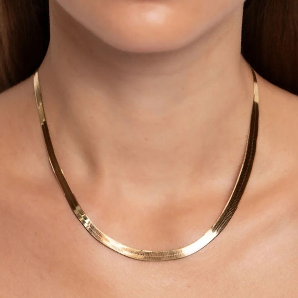 Nwt 4mm 20 Inch 925 Sterling Silver Gold Plated Herringbone Necklace - Picture 1 of 6